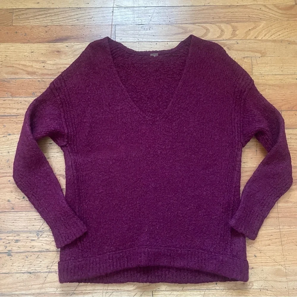 Free People Burgundy Wool Sweater Size Medium